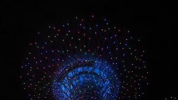 multi-colored light strips hanging on stand