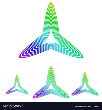 Multicolor line triangle logo design set vector image