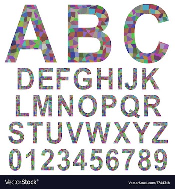 Multicolor mosaic font set vector image