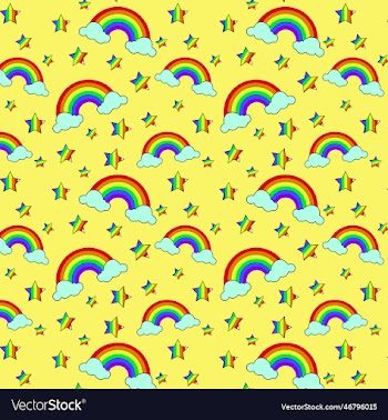multicolor rainbow clouds seamless pattern