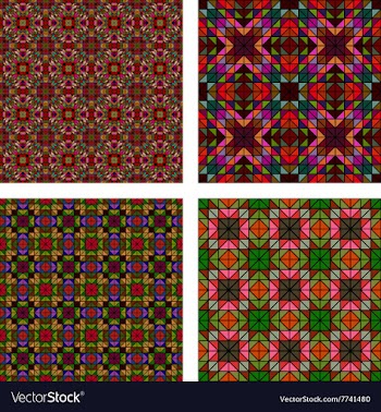 Multicolor seamless abstract mosaic pattern set vector image