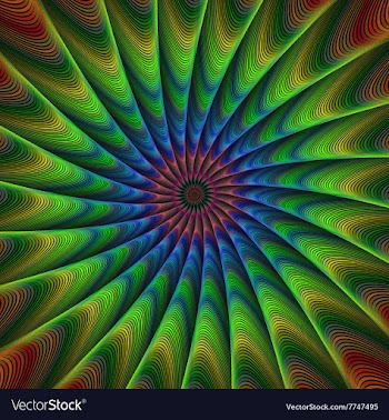 Multicolor striped peacock fractal background vector image