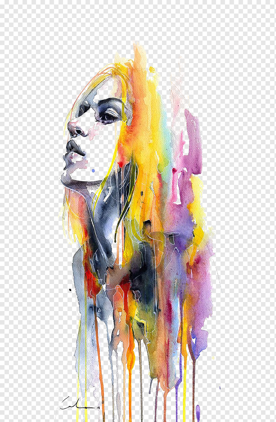 multicolored abstract art, Art Watercolor painting AllPosters.com, Girls Avatar, heroes, fashion Girl, poster png