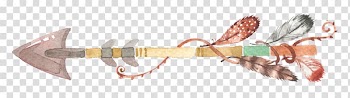 Multicolored arrow with feather , Watercolor painting Drawing Feather , Arrow boho transparent background PNG clipart