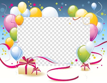 Multicolored balloons and gift boxes illustration, Happy Birthday Card Template transparent background PNG clipart