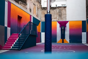 Multicolored Basketball Court