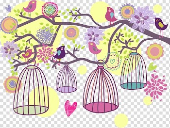 Multicolored bird and birdcage illustration, Bird Euclidean , frame transparent background PNG clipart