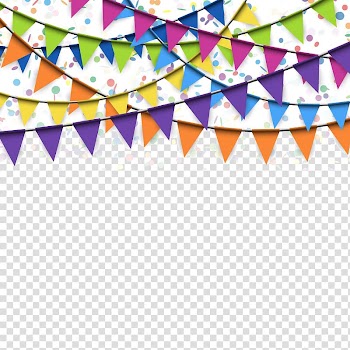 Multicolored buntings, Flag Confetti Banner, Flags hanging festive atmosphere transparent background PNG clipart