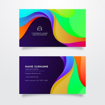 Multicolored business card template Free Vector