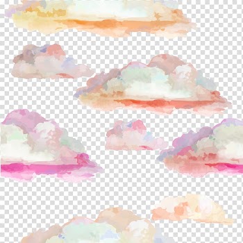 Multicolored clouds illustration, Cloudscape Watercolor painting, Colorful clouds transparent background PNG clipart