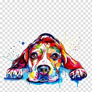 Multicolored dog painting, Beagle French Bulldog Golden Retriever Printing, Watercolor puppy transparent background PNG clipart
