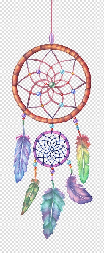 Multicolored dreamcatcher illustration, Dreamcatcher Watercolor painting Drawing Illustration, Color Dreamcatcher transparent background PNG clipart