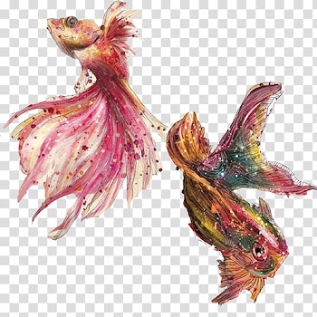 Multicolored fishes illustration, Goldfish Watercolor painting Ink wash painting Illustration, Goldfish oil painting material transparent background PNG clipart