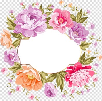 Multicolored floral wreath illustration, Wedding invitation Flower bouquet Pink flowers, floral frame transparent background PNG clipart