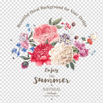 Multicolored flowers Enjoy the Summer illustration, Flower bouquet illustration Illustration, Beautifully hand-painted flowers material plant transparent background PNG clipart