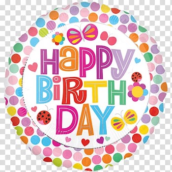 Multicolored Happy Birthday , Girly Happy Birthday on Balloon transparent background PNG clipart