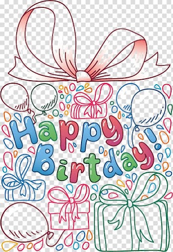 Multicolored happy birthday illustration, Hand-painted birthday gift transparent background PNG clipart