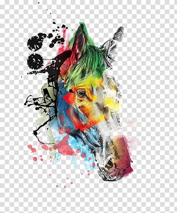 Multicolored horse face illustration, Horses in art Horses in art Painting Canvas print, horse transparent background PNG clipart