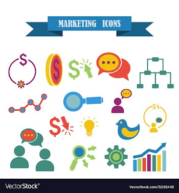 multicolored icons with tape on topic