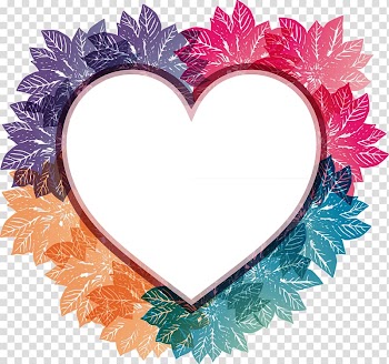 Multicolored leaf heart illustration, frame Heart , heart-shaped artwork leaves border transparent background PNG clipart