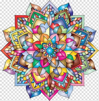 Multicolored mandala flower illustration, Mandala Art Coloring book , mandala transparent background PNG clipart