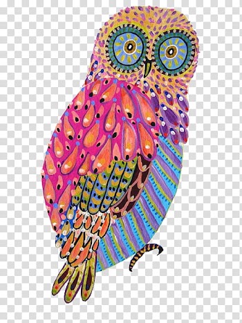 Multicolored owl abstract panting transparent background PNG clipart