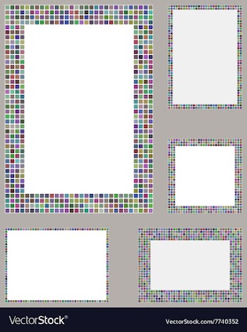 Multicolored pixel mosaic page layout border set vector image