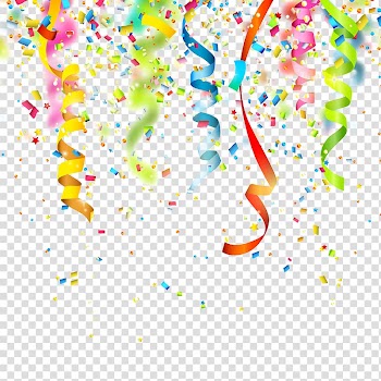 Multicolored ribbon party decor, Birthday Confetti Party , Ribbon decoration transparent background PNG clipart