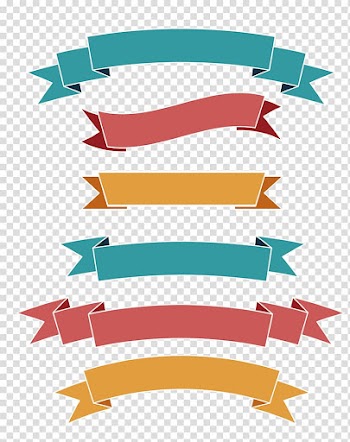 Multicolored ribbons illustration, Ribbon Label Web banner, Simple flat ribbon transparent background PNG clipart