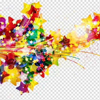 Multicolored star , Watercolor painting Splash Abstract art, Colored road transparent background PNG clipart
