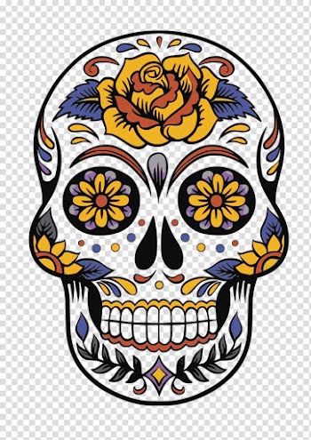 Multicolored sugar skull illustration, Calavera Day of the Dead Death Party Halloween, skulls transparent background PNG clipart