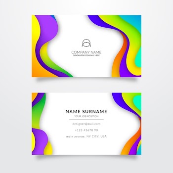 Multicolored template for business card Free Vector