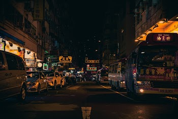 Multicolored Transit Bus