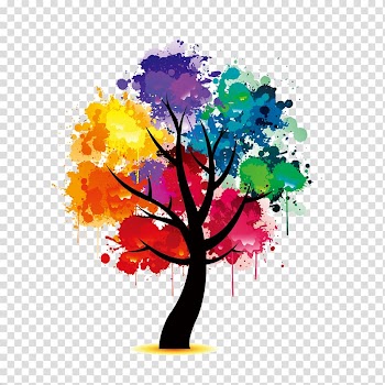 Multicolored tree , Visual arts Tree Color Painting, tree transparent background PNG clipart