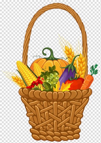 Multicolored vegetable basket illustration, Basket Autumn Thanksgiving Harvest , Fall Harvest Basket transparent background PNG clipart