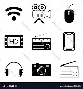 Multimedia line icon set vector image