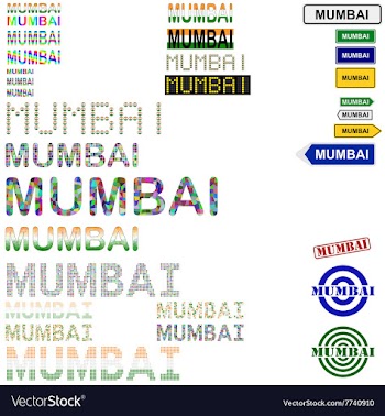 Mumbai text design set vector image