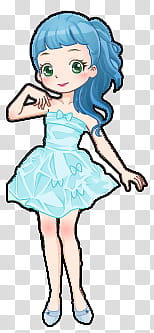 Munecas, animated woman wearing teal dress transparent background PNG clipart