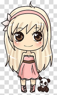 Munequita, girl and bear chibi anime transparent background PNG clipart