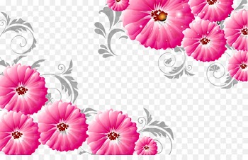 Mural Wall 3D computer graphics Flower 3D film - Three-dimensional pink flowers backdrop 