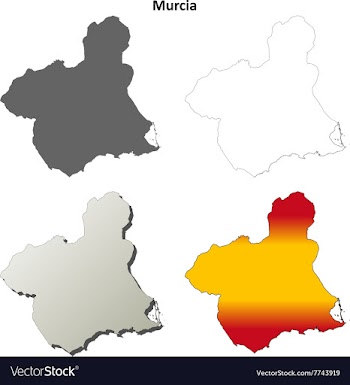 Murcia blank detailed outline map set vector image