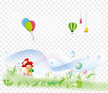 Mushroom bubble Designer Balloon Graphic design - Creative Balloon Cloud Green Grass Mushroom Bubble Background 