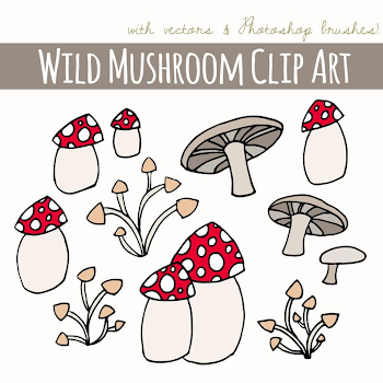 Mushroom Clipart Set of 24 // Woodland Clip Art Forest Clip | PNGio