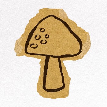 Mushroom doodle sticker, ripped paper | Free PSD Illustration - rawpixel