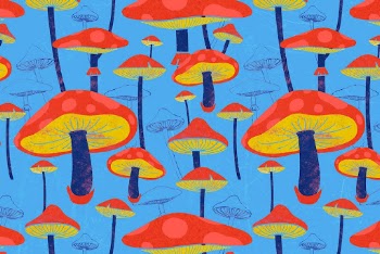 Mushroom psychedelic background, blue cottagecore | Free Vector - rawpixel