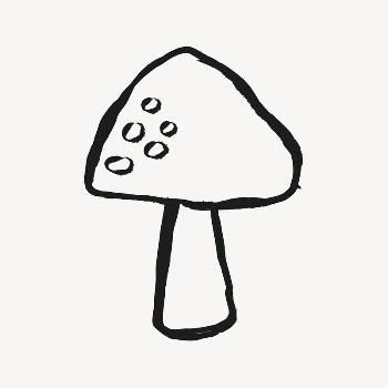 Mushroom sticker, plant doodle in black | Free PSD Illustration - rawpixel