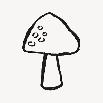 Mushroom sticker, plant doodle in black | Free Vector Illustration - rawpixel