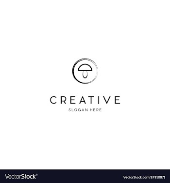 Mushrooms brush circle creative logo design vector image