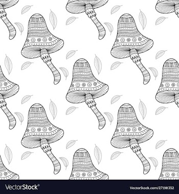 Mushrooms in boho style with ornaments seamless vector image