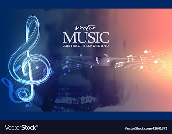 music background shining notes and treble clef